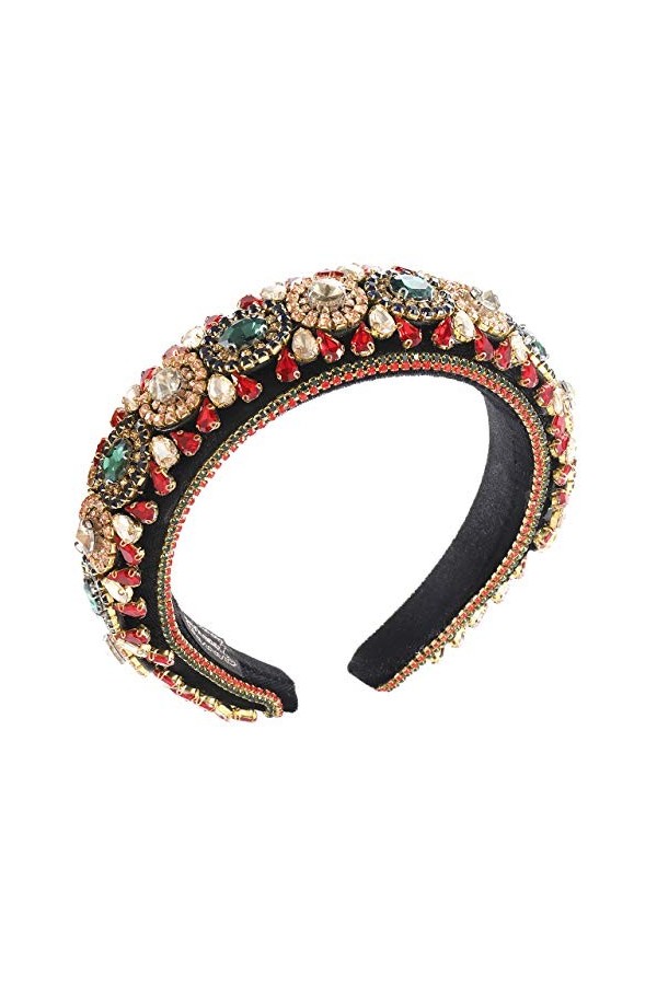 Bandeau rembourré en strass Bejewelled en velours large bandeau de fête pour femmes filles