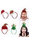 FRCOLOR Lot de 4 bandeaux de Noël avec chapeau de Père Noël pour adultes et enfants
