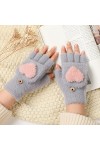 Liyinco Gants sans Doigts en Peluche en Forme de cœur Mignons dhiver, Gants Chauds sans Doigts en Peluche pour Femmes, Gants