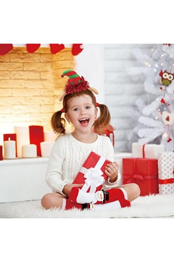 FRCOLOR Lot de 4 bandeaux de Noël avec chapeau de Père Noël pour adultes et enfants