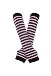 Briskorry Y2K - Mitaines rayées pour femme - Mitaines tricotées - Chauffe-mains - Longues - Chauffe-pouls - Avec trou pour le