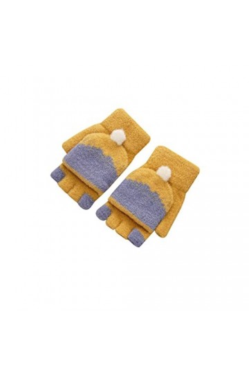 Liyinco Gants sans Doigts Mignons Colorblock Flip pour Femmes, Gants sans Doigts en Peluche Chauds dhiver, Gants sans Doigts