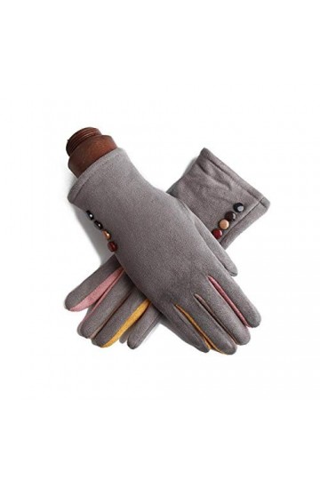 MAPPE Hiver Femme Simple Couche Chaud Cachemire Plein Finger Button Cyclisme Mitaines Femmes Daim en Cuir Écran Tactile Gants