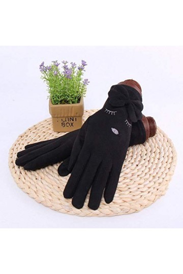 MAPPE Hiver Femme Simple Couche Chaud Cachemire Plein Finger Button Cyclisme Mitaines Femmes Daim en Cuir Écran Tactile Gants