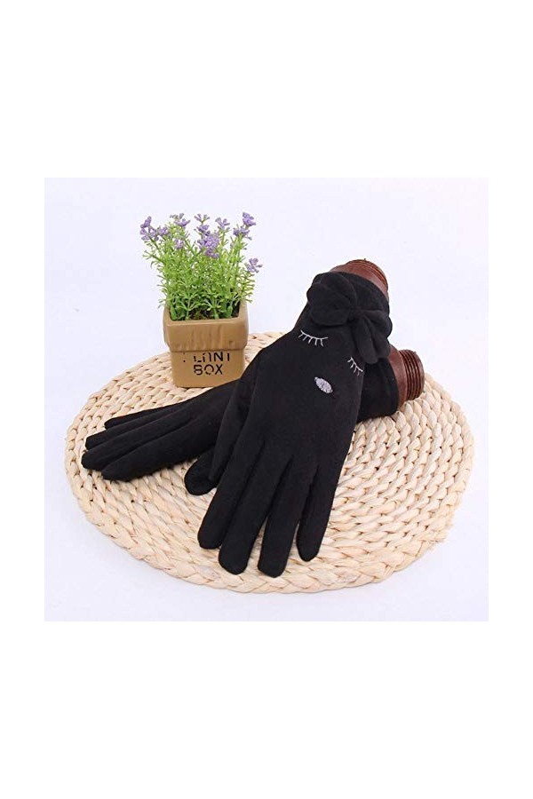 MAPPE Hiver Femme Simple Couche Chaud Cachemire Plein Finger Button Cyclisme Mitaines Femmes Daim en Cuir Écran Tactile Gants