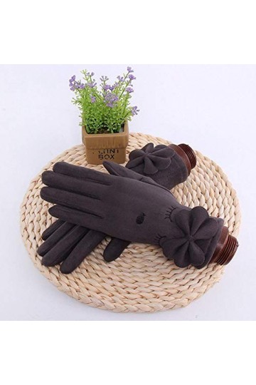 MAPPE Hiver Femme Couche Unique Chaud Cachemire Bouton Complet Doigt De Cyclisme Mitaines Femmes Daim en Cuir Écran Tactile G