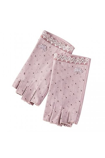 BUNCC Protection solaire élégante Demi-doigts Femme Printemps et été Protection UV Section mince et courte Conduite antidérap