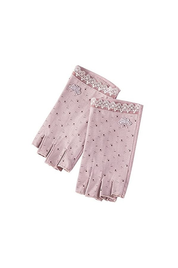 BUNCC Protection solaire élégante Demi-doigts Femme Printemps et été Protection UV Section mince et courte Conduite antidérap