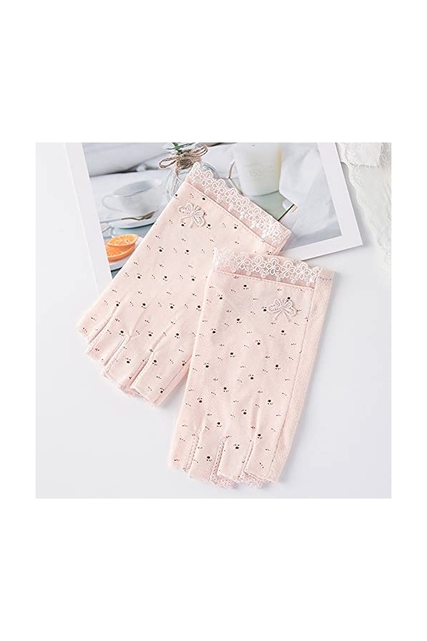 BUNCC Protection solaire élégante Demi-doigts Femme Printemps et été Protection UV Section mince et courte Conduite antidérap