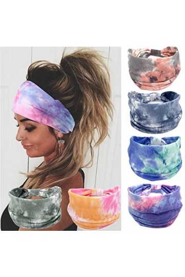 Olbye Lot de 6 bandeaux larges et élastiques avec nœud torsadé pour le sport et le yoga