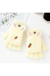 Liyinco Gants sans Doigts dhiver Mignons en Peluche avec Carotte, Gants sans Doigts en Tricot Chaud brodés pour Dames, Gants