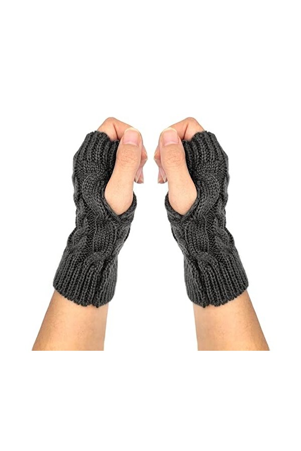 Qiuyan Gants dhiver chauds doux et confortables pour femme et fille, gris, taille unique