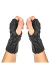 Qiuyan Gants dhiver chauds doux et confortables pour femme et fille, gris, taille unique