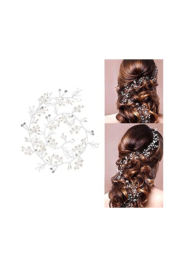 100cm Bijoux Cheveux Perles Cristal Serre Tête Guirlande Bandeau Headband Bandeaux de Mariage Accessoires Cristaux et Strass 