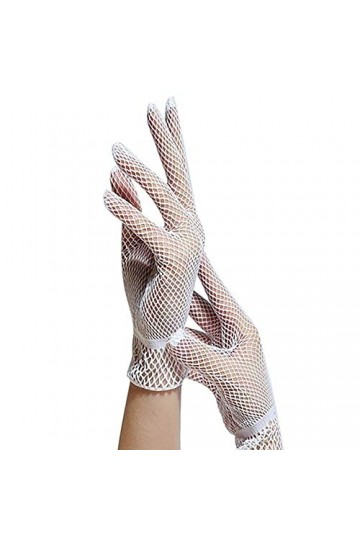 Modis 1 paire de gants en dentelle pour femme - Gants courts en tulle - Gants extensibles - Feuilles de lotus - Moufles noire