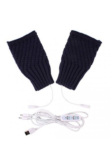 Gants en cuir pour homme femme ordinateur portable - Moufles chauffantes par USB - Gants dhiver chauds tricotés