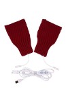 Gants en cuir pour homme femme ordinateur portable - Moufles chauffantes par USB - Gants dhiver chauds tricotés