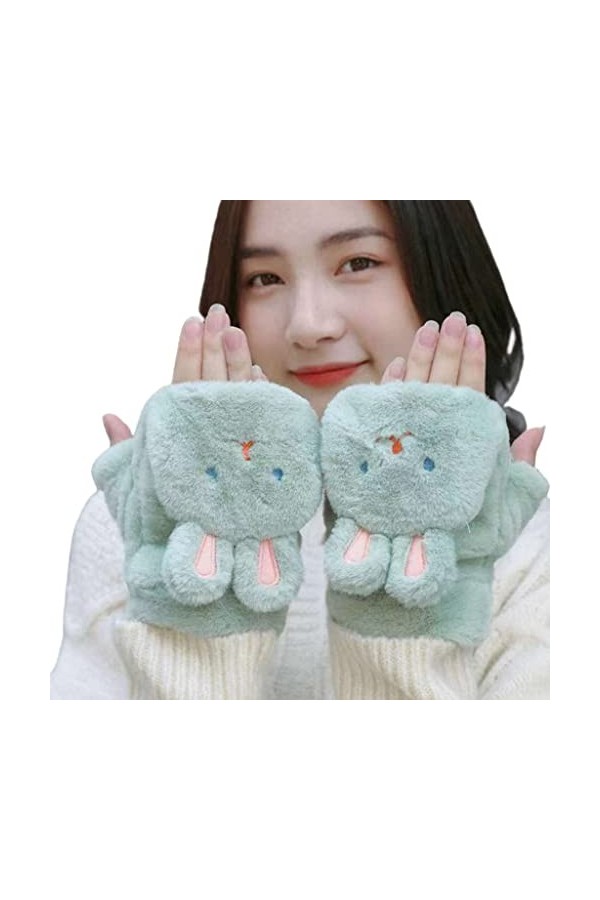 Mitaines dhiver chaudes en forme de lapin pour garder au chaud, Café au lait., Taille Unique