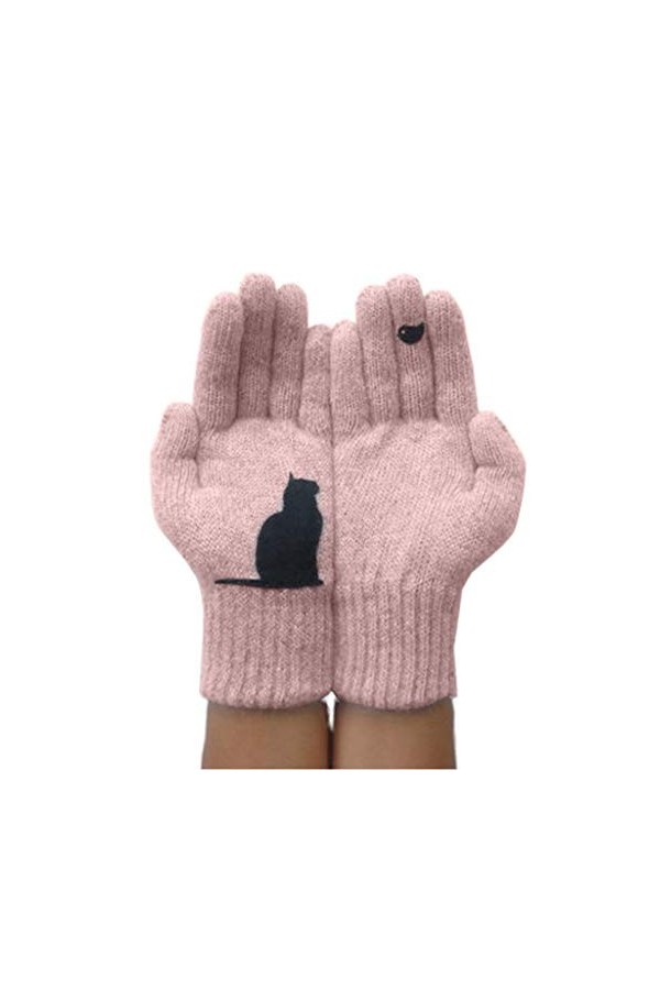 vsilay Gants dhiver chauds en tricot pour femme - Couleur unie - Longueur du poignet - Accessoires de vêtements