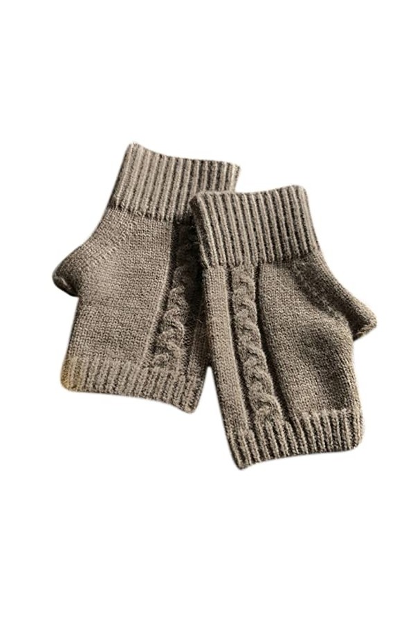 cbvevwy Mitaines tricotées – Unisexe Gants dhiver chauds en tricot pour demi-doigts, moufles au crochet de couleur unie pour