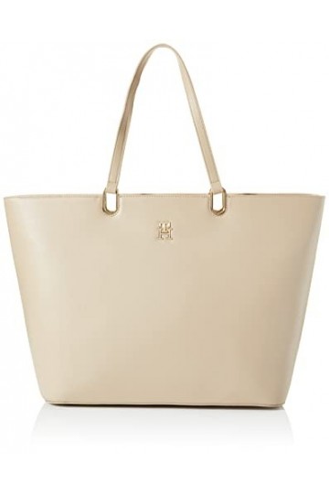 Tommy Hilfiger Cabas Femme Sac TH Timeless Med Tote Fermeture Éclair, Beige Beige , Taille Unique
