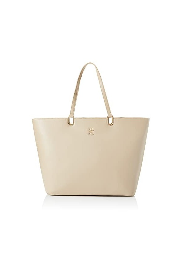 Tommy Hilfiger Cabas Femme Sac TH Timeless Med Tote Fermeture Éclair, Beige Beige , Taille Unique