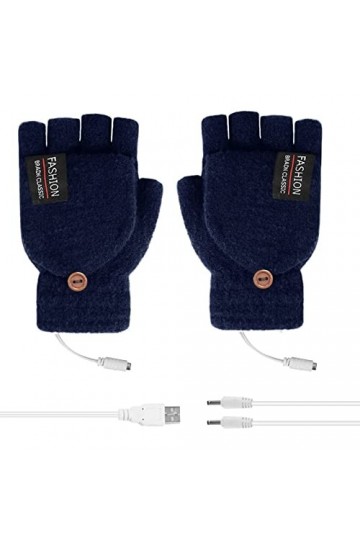 Mitaines dhiver chaudes en tricot pour ordinateur portable - Pour femme - Pour temps froid - Bleu marine - Taille unique