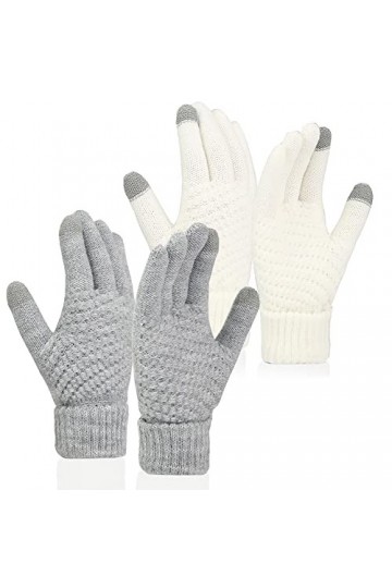 meioro Gants Dhiver pour Femmes avec Écran Tactile,Gants en Tricotés Tactile avec Doublure Polaire,Gants Thermiques avec Poi