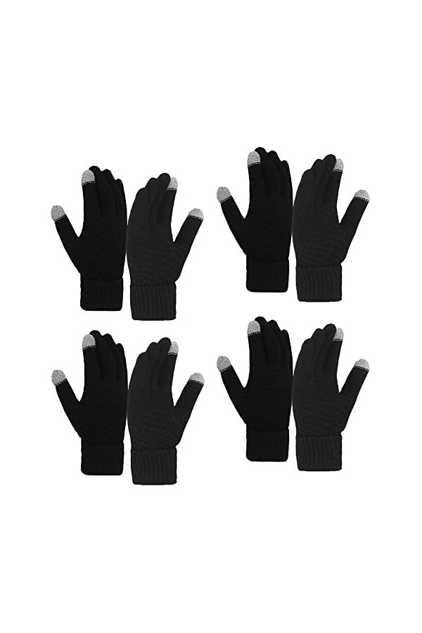 meioro Gants Dhiver pour Femmes avec Écran Tactile,Gants en Tricotés Tactile avec Doublure Polaire,Gants Thermiques avec Poi