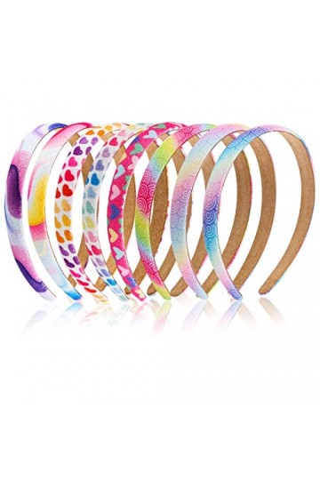 Nenjindz Lot de 8 bandeaux Alice arc-en-ciel à paillettes pour filles - Serre-tête arc-en-ciel à paillettes - Serre-tête pour