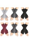 MEOWMEE 6 Paires Manchettes longues pour femmes, gants sans doigts mitaines extensibles manchettes en tricot