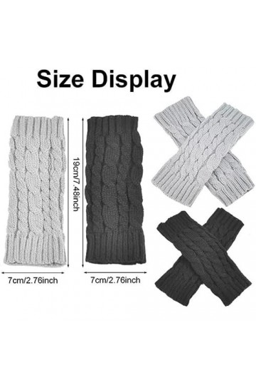 IOPJLK 2 Paires de Gants Sans Doigts Tricotés, Noir Gants Chauds pour Femmes, Gris Classique Mitaine Sans Doigts, Mitaine Fem