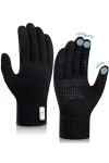 Gants dhiver chauds pour homme et femme - Gants en tricot avec écran tactile - Antidérapants - Gants thermiques - Poignets é