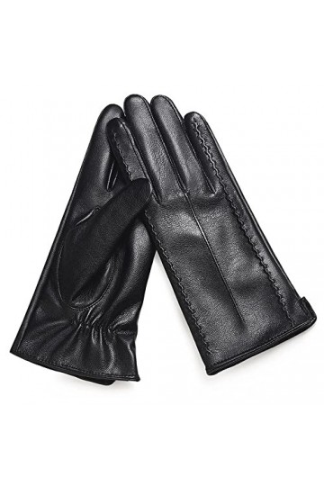 Gants dHiver En Cuir PU Pour Femmes, Gants En Cuir à Écran Tactile Pour Femmes, Gants dHiver Chauds Noirs Avec Doublure En 