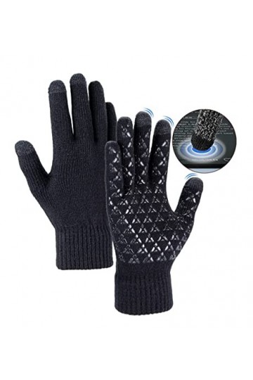 LOGOGO Textile Gants Hiver, Élasticité Doux Tricot Gants, Antidérapant Chaud Coupe-Vent Doublés Gants pour Homme Femme, Gant 