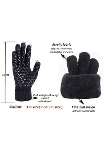 LOGOGO Textile Gants Hiver, Élasticité Doux Tricot Gants, Antidérapant Chaud Coupe-Vent Doublés Gants pour Homme Femme, Gant 