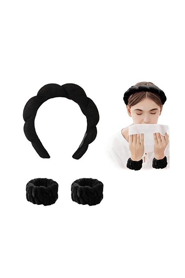 Bracelets de Lavage en Microfibre, Bandeau en Éponge pour le Lavage du Visage, Bandeau de Lavage pour le Visage, Bandeau Spa 
