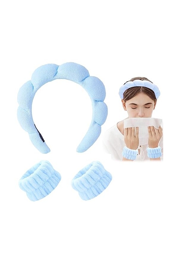 Bracelets de Lavage en Microfibre, Bandeau en Éponge pour le Lavage du Visage, Bandeau de Lavage pour le Visage, Bandeau Spa 