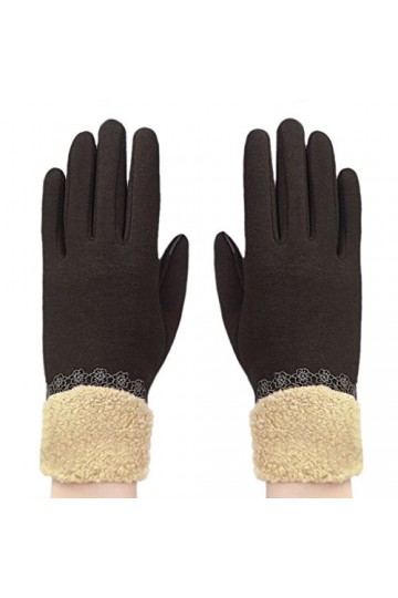 Gants Femmes Dames en Velours Automne Hiver Moufles de plein air Chaud Gants Moto/Vélo Epais Doigts Complets Ecran Tactile po
