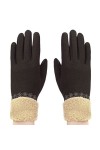 Gants Femmes Dames en Velours Automne Hiver Moufles de plein air Chaud Gants Moto/Vélo Epais Doigts Complets Ecran Tactile po
