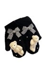 Gants en peluche avec motif animal de dessin animé et nœuds, moufles en peluche avec doublure en polaire chaude pour lhiver 