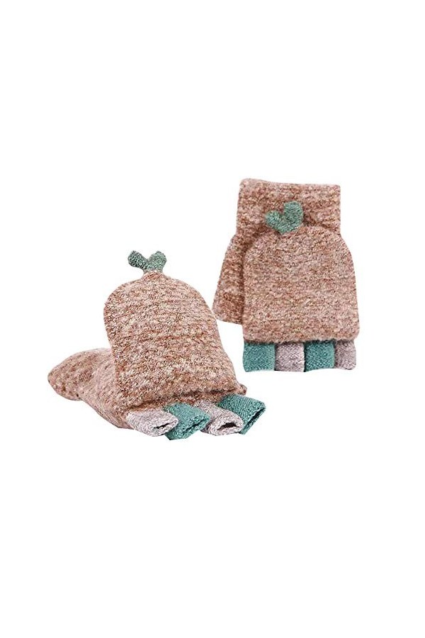 Pluto & Fox Gants Mitaines Crochet Laine Épais Doigts Ouvert À Capuche Hiver Pour Femmes, gris, Adulto,Talla única