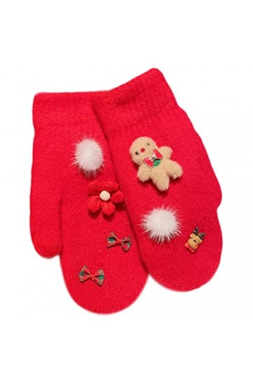 Moufles dhiver en tricot avec éléments de Noël Rouge, 8, taille unique