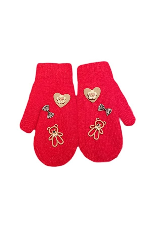 Moufles dhiver en tricot avec éléments de Noël Rouge, 8, taille unique