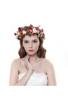 Ever Fairy® Couronne de fleurs, bandeau avec ruban réglable pour femmes, filles, accessoires pour cheveux - - Taille unique