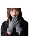 Gants épais et chauds en peluche pour femme Motif bonhomme de neige Gris Taille unique