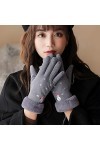 Gants épais et chauds en peluche pour femme Motif bonhomme de neige Gris Taille unique