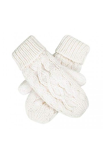 Gants Tricotés Hiver Mitaines avec Corde Doux Mitaines en Peluche Chaud Simples Elegants Couleur aléatoire 1 Paire Blanc 
