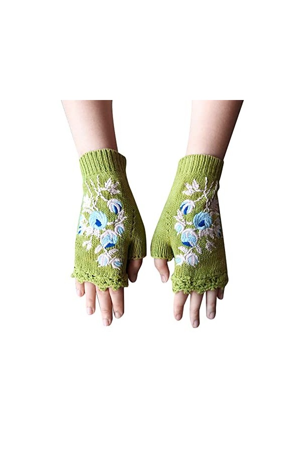 Gants dhiver élégants faits à la main pour femme - Mitaines tricotées chaudes pour femme - Accessoires dhiver pour femme v