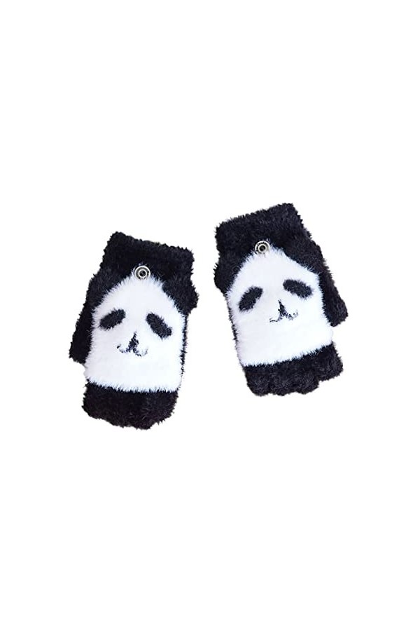 Prevently Tricot Décontracté Velours Chaud Flip Motif Plus Moufles Mignon Gant Multifonction Mitaines dhiver Costume Femme L